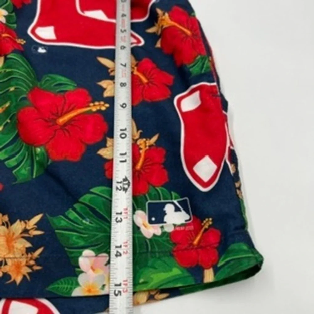 MLB Boston Red Sox Mens Tropical Hibiscus shorts Swim Trunks Navy Red Large